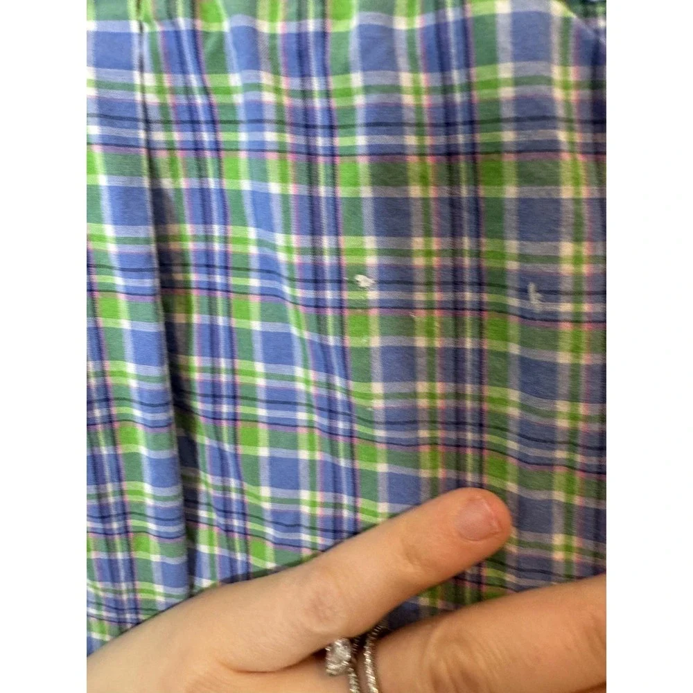 Ralph Lauren Shirt Boys 9-12 Months Blue Green Plaid Button Up Long Sleeve‎ Top